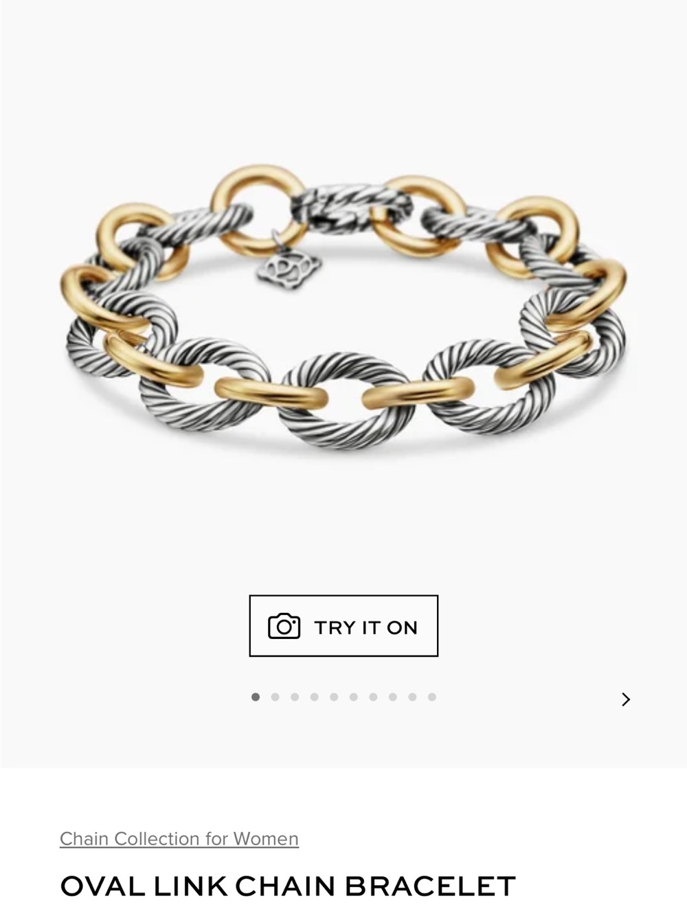 David Yurman Two-Tone Gold Oval Link Chain Bracelet 12 mm